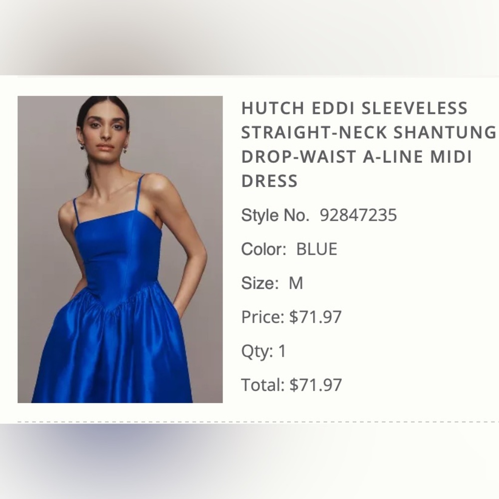 Only worn once! Drop-waist a-line midi dress in striking royal blue.